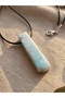 Amazonite Natural Stone Bar Cut Leather Cord Necklace - 2