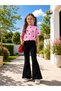 Girls' Spanish-Cut Black Leggings – Elastic Fabric Comfortable Fit Casual and Sports Leggings
