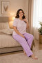 Women's Plus Size Milan Fabric Crew Neck Short Sleeve Pajama Set Gift, Dowry Pajama Set - 3