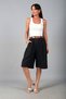 Women's Elastic Waist Pocketed Knee Length Bermuda Italian Cotton Shorts