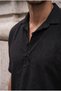 Como 100% Cotton Brit Detailed Short Sleeve Polo Collar Men's Shirt - Black - 5