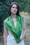 100% Silk Hand-Printed Scarf Green - Yellow Patterned