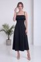 Women's Strappy Flounce Detailed Midi Flared Dress Black, Burgundy, Brown - 5