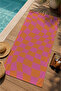Pink Orange Wavy Checkered Patterned 70X150 Beach Towel - Digital Printed Bath Towel - 3