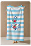 Blue and White Striped Floral Anchor Patterned 70X150 Beach Towel - Digital Printed Fade-Resistant Bath Towel - 4
