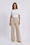 High Waisted Loose Fit Beige Trousers 0287