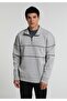 Relaxed Fit High Collar Plain Men's Gray Sweatshirt