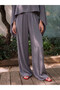 Özmarka New Season Anthracite Wide Leg Women's Trousers with Elastic Waist - 2