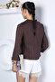 Coffee V-Neck Ruffled Blouse - 4