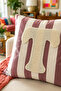 Punch Embroidered Throw Pillow Cover - 43*43 cm - Mocha Letter t - Pnk001 - 2