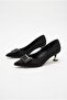077-988-25 Pointed Toe 5 cm Low Heel Women's Shoes with Satin Buckle Accessories - 7