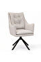 Modern Fabric Upholstered Swivel Chair with Tufted Back – Light Gray - 2