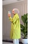 6594 - Stylish Comfortable Sleeve Cuff and Pocket Stone Detailed Woven Soft Fabric Women's Poplin Shirt-Tunic - 4
