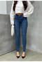 Women's Blue High Waist Skinny Narrow Leg Blue Denim Jean Pants - 2