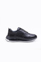 Falcon Black 100% Genuine Leather Men's Sneaker Shoes