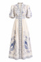 Fakir Sleeveless Blue Floral Ecru Dress