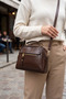 Women's Leather Look Three-Compartment Crossbody Bitter Brown Hand and Shoulder Bag