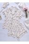 White Graphic Print Shirt and Shorts Pajama Set