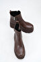 Leona Brown Rustic Women's Daily Flat Zippered Comfortable Stylish Rustic Wedge Heel Boots & Booties - 2
