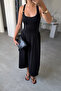 Single Strap Midi Dress with Metal Accessories - Black - 2