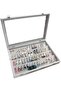 Earring storage box 40-pair velvet transparent lockable dustproof.