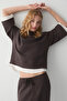 Bengonia Women's Double Layer Knitted Garni Detailed Oversize Brown Top and Bottom Set - 5