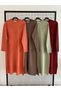 Trend Cold Yarn Leaf Patterned Slit Full Fit Knitwear Tunic-112 cm - 3
