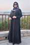 Women's Clothing Plus Size Brooched Polka Dot Jacquard Printed Double Evening Dress - 6