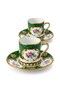 Green Floral Patterned Turkish Coffee Cup Set for 2, Porcelain Coffee Cup Set with Gold Detail - 6