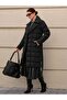 Women's Black Shawl Collar Belted Snap Closure Puffer Vest - 2
