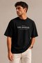 Unisex Black Oversize T-Shirt Short Sleeve Summer Combed Cotton Summer T-Shirt Minimal Los Angeles Printed Black Oversize T-Shirt - 4