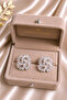 Brass Silver Color Zircon Stone Clover Model Earrings