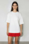 Women's Oversize Modal T-Shirt with Heart Back Cutout, White Red - 7
