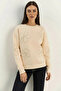 Women's Floral Eva Embroidery Three Thread Embroidered Beige Sweatshirt - 4