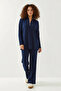 Women's Long Sleeve Navy Blue Top and Bottom Set - 7