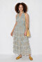 Women's Halter Neck Gipeli Backless Layered Maxi Blue Dress - 4