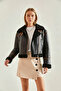 Women's Belted Matte Black Jacket - 3