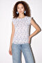 Women's Floral Patterned Ruffle Detailed Lined Pleated Chiffon Blue Blouse - 2