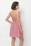 Women's V-Neck Thin Straps Striped Gipeli Back Detail Gofre Red Dress - 5