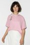 Women's Scarf Pearl Detailed Crew Neck Oversize Pink T-Shirt - 4