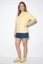 Women's Crew Neck Lace Sleeve Oversize Cotton t Shirt Yellow - 2