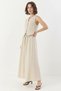 Women's Beige Suit with Vest and Pocket Detail, Flared Skirt - 2