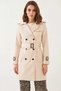 Women's Back Detailed Buckle Trench Coat Cream