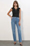 Women's V-Neck Ruffled Black Blouse - 2