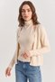 Women's Halter Neck Cream Cardigan with Internal Blouse Detail - 4