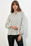 Women's Collared Tie-Dye Polka Dot White Blouse - 5