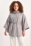 Women's Pocket Detailed Belted Cashmere Poncho Gray - 7