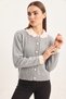 Women's Baby Collar Sleeve Detailed Knitwear Gray Cardigan - 4