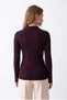 7040 Women's Buckle Shawl Collar Ribbed Knit Sweater Plum - 4