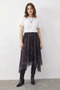 Women's Ethnic Patterned Asymmetrical Cut Lined Anthracite Skirt